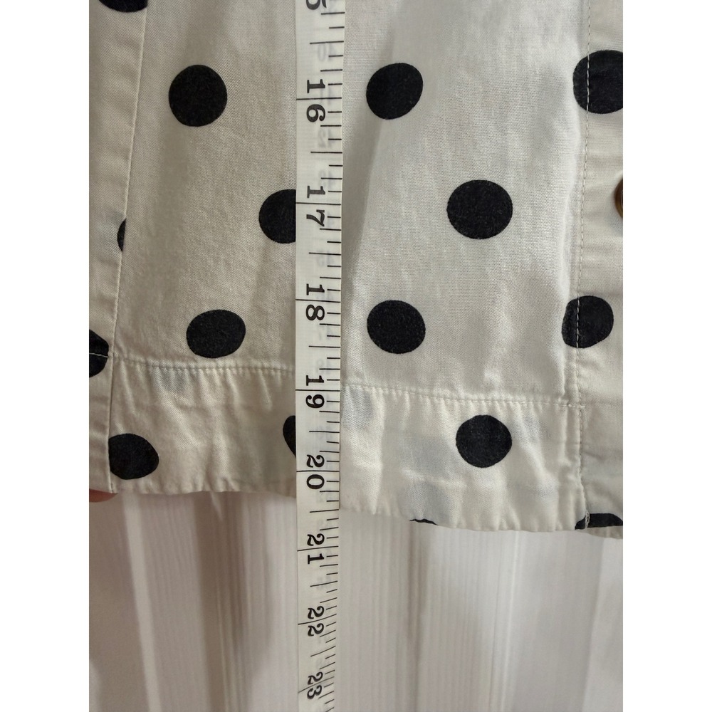 Maeve Anthropologie Polka Dot Puff Sleeve Shirt Size Medium White Black Cropped - Picture 5 of 7